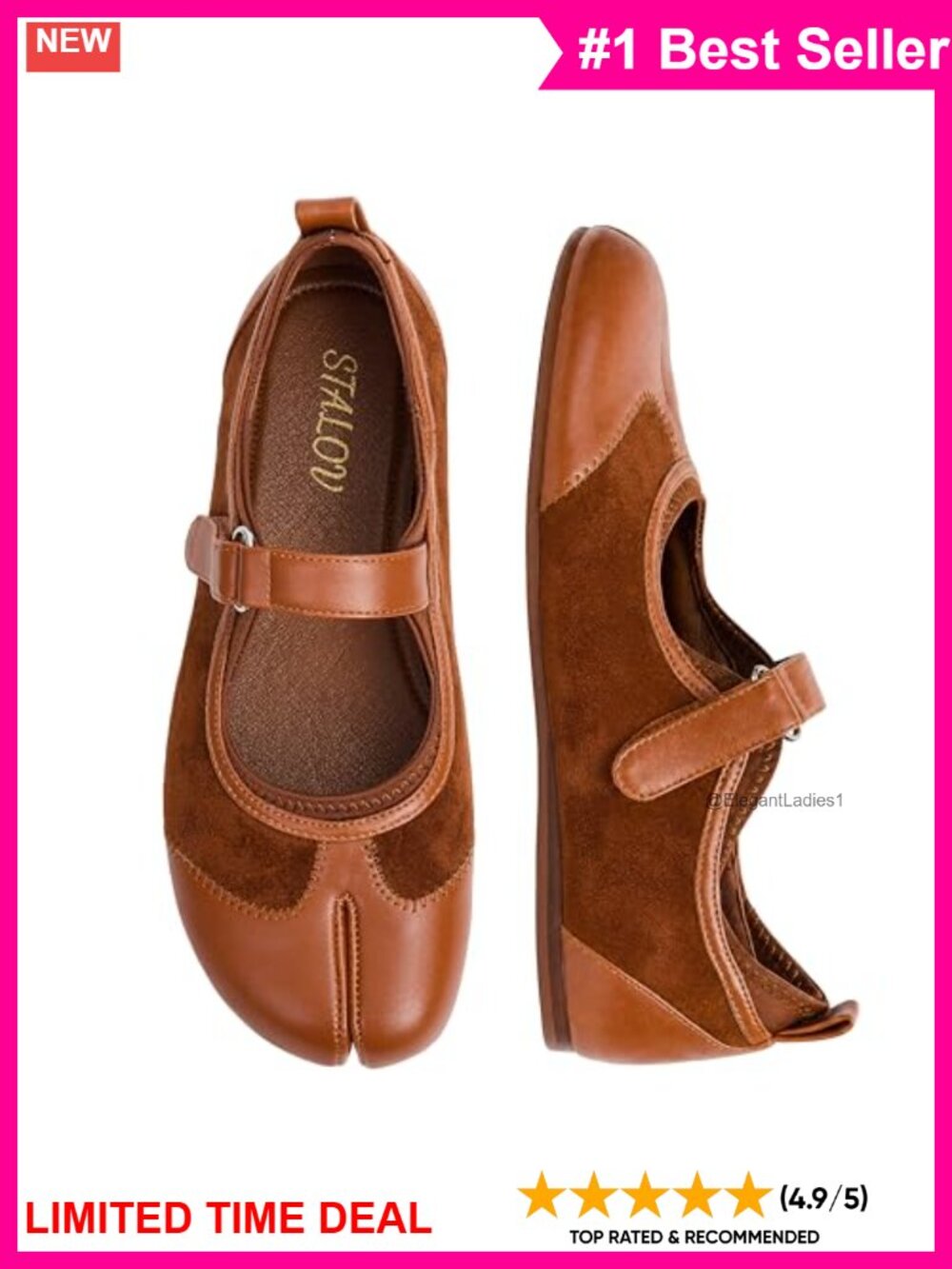 Tabi Split-Toe Ballet Flats Faux Suede Low Heel Mary Janes Comfortable